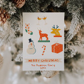 Crème Rood Geïllustreerde Kerst Niet-Foto Feestdagenkaart