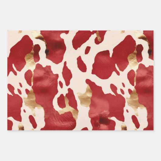 Crème Rood Goud Western Koeienhuid Inpakpapier Vel (Voorkant)