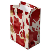 Crème Rood Goud Western Koeienhuid Medium Cadeauzakje (Voorkant Gekanteld)