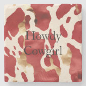 Crème Rood Goud Western Koeienhuid Stenen Onderzetter (Voorkant)