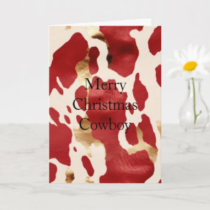Crème Rood Goud Western Koeienprint Christmas Kaart