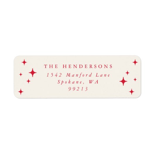 Crème & Rood Retro Sterren Retouradres Etiket (Voorkant)