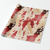 Crème Rood Western Koeienhuid Cadeaupapier (Uitgerold)
