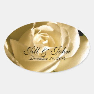 Crème Roos Bewaar de datum Ovaal Bruiloft Label