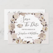 Crème Roos bloemenkrans Bewaar de datum Aankondigingskaart (Voorkant / Achterkant)