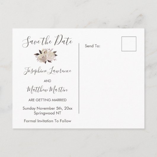 Crème Roos bloemenkrans Bewaar de datum Aankondigingskaart (Achterkant)