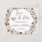 Crème Roos bloemenkrans Bewaar de datum Aankondigingskaart (Voorkant)