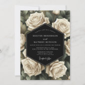 Crème Roos Botanische Romantische Bruiloft Kaart (Voorkant)