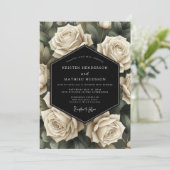 Crème Roos Botanische Romantische Bruiloft Kaart (Staand voorkant)