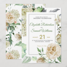Crème Roos Knop Hydrangea Watercolor Klassieker