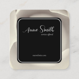 Crème Roos Petal Floral Accent – Elegant & Modern Vierkante Visitekaartje