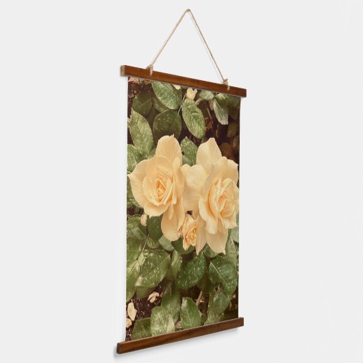 Crème Roos tapijt Hangend Wandkleed (Gebogen)