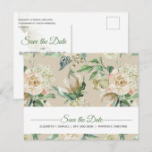 Crème Roos Waterverf Patroon Aangepast Aankondigingskaart (Voorkant / Achterkant)