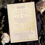 Crème Royal middeleeuws zwaard bruiloft Folie Uitnodiging<br><div class="desc">Viel je speciale dag met dit Royal Medieval Sword Wedding design. Het ontwerp op de achterkant van de uitnodiging is NIET echt gouden folie. U kunt dit verder aanpassen door op de "PERSONALIZE"knoop te klikken.</div>