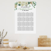 Crème Roze Aquarel Bloemige Bruiloft Poster (Keuken)