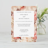  Crème Roze Bloemen Huwelijk Kaart (Staand voorkant)