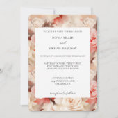  Crème Roze Bloemen Huwelijk Kaart (Voorkant)