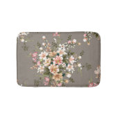 Crème, roze bloemen op grijs. badmat (Voorkant)