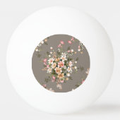 Crème, roze bloemen op grijs. pingpongbal (Achterkant)