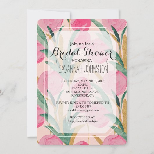 Crème Roze Bloemen Vrijgezellenfeest Kaart (Voorkant)