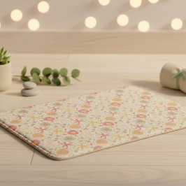 Crème & Roze Bloemen & Zeester Badmat