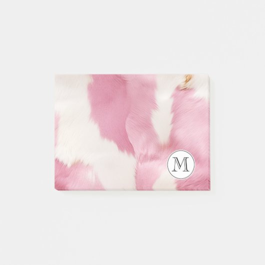 Crème Roze Cowgirl Koeienhuid Monogram Post-it® Notes (Voorkant)