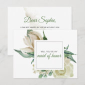 Crème Roze Groene Bloemige Waterverf Achtergrond B Uitnodiging Briefkaart (Voorkant / Achterkant)