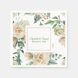 Crème Roze Hydrangea Beige Bruid Bruidegom Huwelij Servet