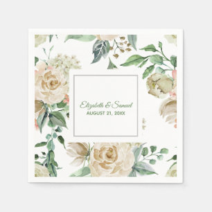 Crème Roze Hydrangea Beige Bruid Bruidegom Huwelij Servet