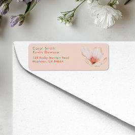 Crème roze met oranje tekst retouradres etiket