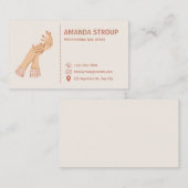 Crème Roze Moderne Nagelstylist  Visitekaartje (Voorkant / Achterkant)