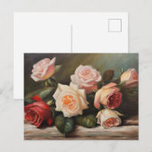 Crème, roze, rode rozen Stilleven Briefkaart (Voorkant / Achterkant)