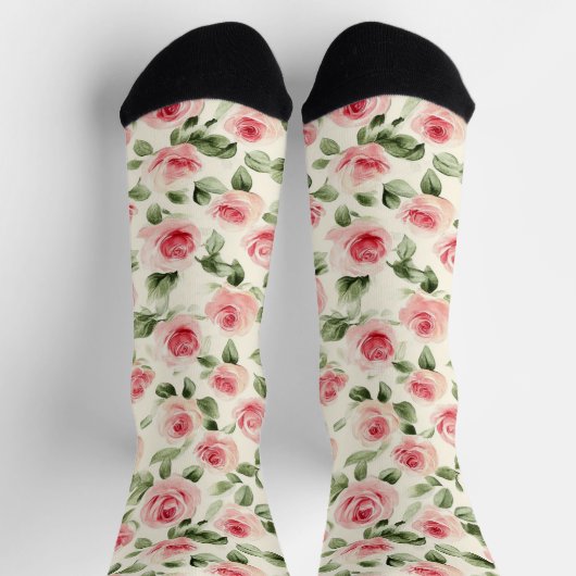 Crème Roze Rozen Bloem Sokken (Top)