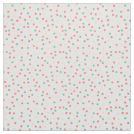 Crème, roze, Sinaasappel, geel, groene polka stipp Stof