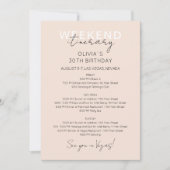 Crème Roze Weekend Verjaardag Uitnodiging (Voorkant)