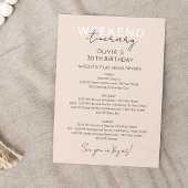 Crème Roze Weekend Verjaardag Uitnodiging