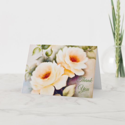 Crème Rozen Bedankkaart (Voorkant)