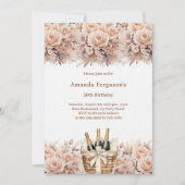 Crème rozen bloemen boho luxe verjaardag kaart (Voorkant)