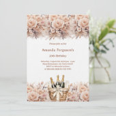 Crème rozen bloemen boho luxe verjaardag kaart (Staand voorkant)