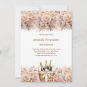 Crème rozen bloemen boho verjaardag kaart (Voorkant)