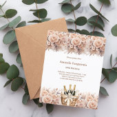 Crème rozen bloemen boho verjaardagsuitnodiging