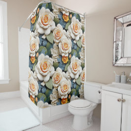 Crème Rozen Bloemenpatroon Douchegordijn