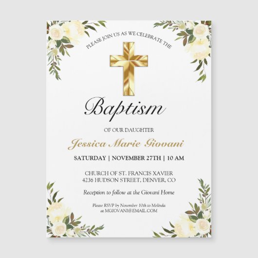  Creme Rozen Gold Cross-Baptisme (Voorkant)