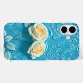 Crème Rozen op Aqua Blue Art Hoesje-Mate iPhone Ca Case-Mate iPhone Case (Achterkant (horizontaal))