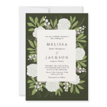 Crème Rozen op Groene Trouw Uitnodiging