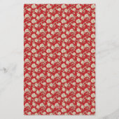 Crème Rozen op Rode Toile De Jouy Briefpapier (Achterkant)