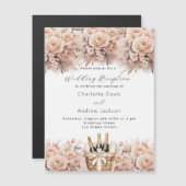 Crème rozen wijnmand Luxe bruiloft receptie Magnetische Uitnodiging (Voorkant / Achterkant)