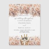 Crème rozen wijnmand Luxe bruiloft receptie Magnetische Uitnodiging (Voorkant)