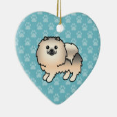 Crème Sable Pomeranian Hond Cartoon Tekening Keramisch Ornament (Rechts)