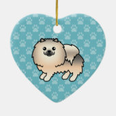 Crème Sable Pomeranian Hond Cartoon Tekening Keramisch Ornament (Achterkant)